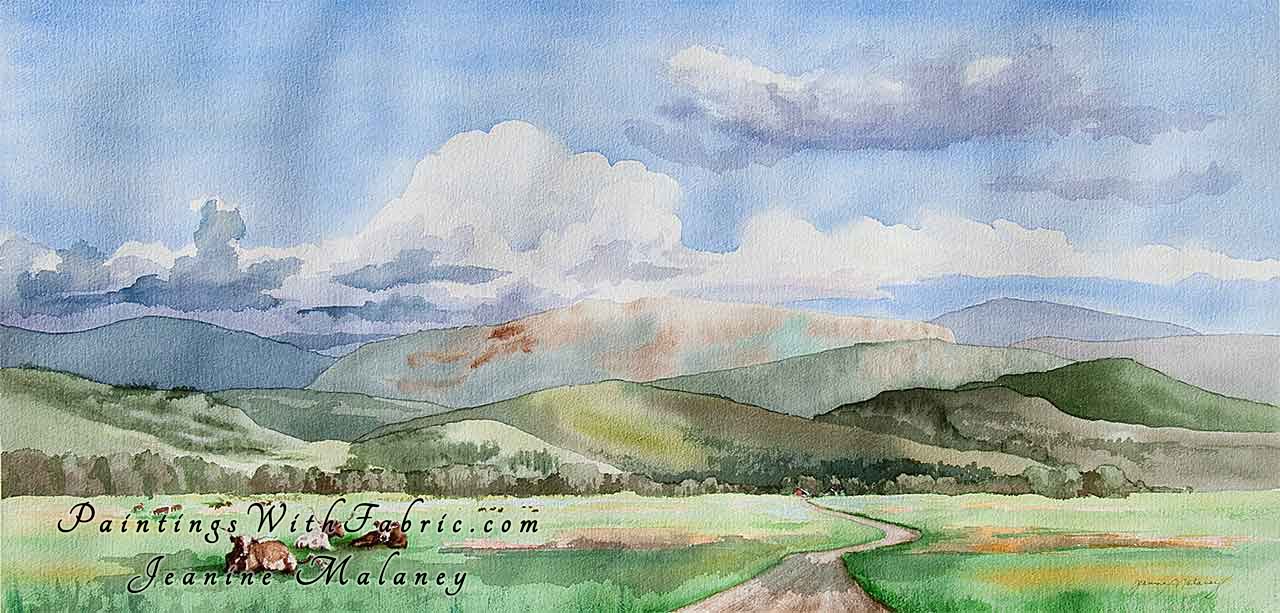  Big Sky Unframed Original Watercolor Painting a large panorama of Colorado sky 