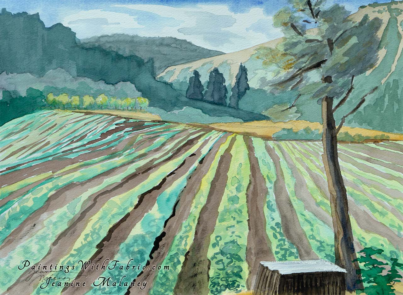 Chimney Rock Farm Unframed Original Watercolor Painting 