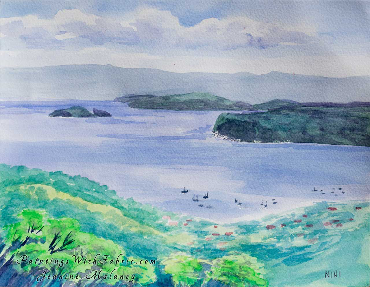 Coco Bay, Costa Rica   Unframed Original Watercolor Painting a view of Coco Bay, Costa Rica               