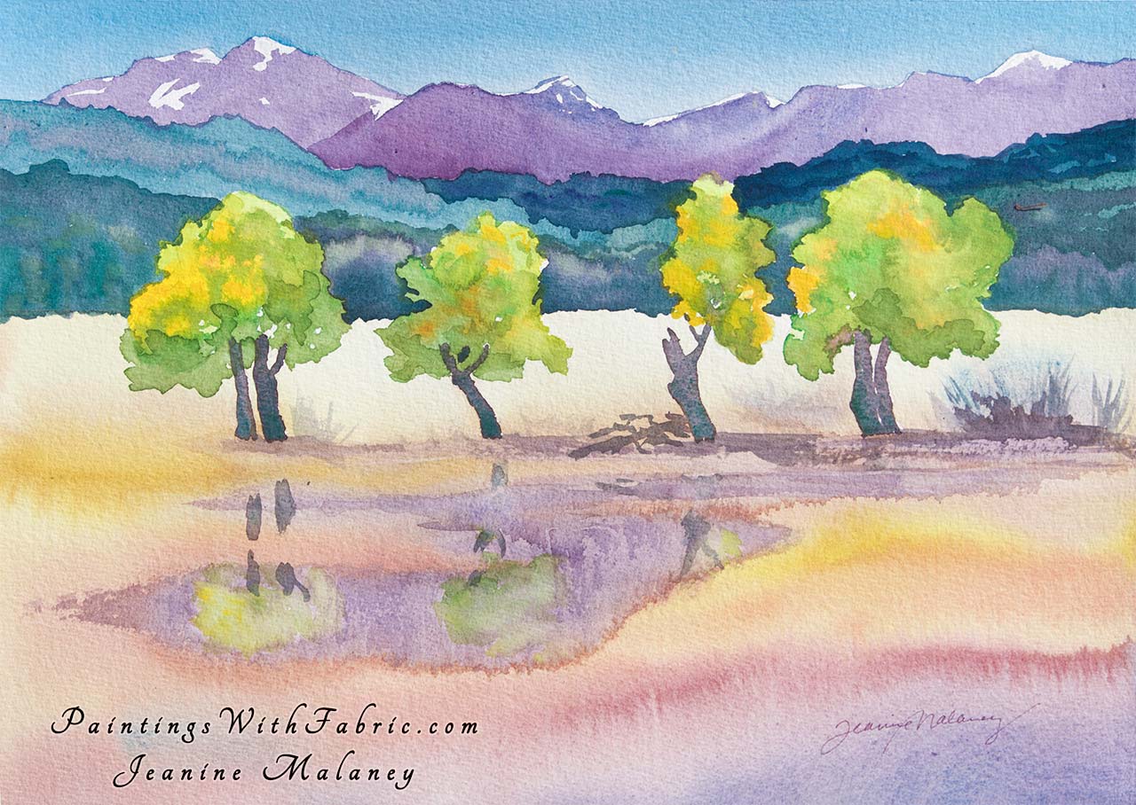 Four Amigos  Unframed Original Watercolor Painting fall colors at  Rocky Mountains National Park