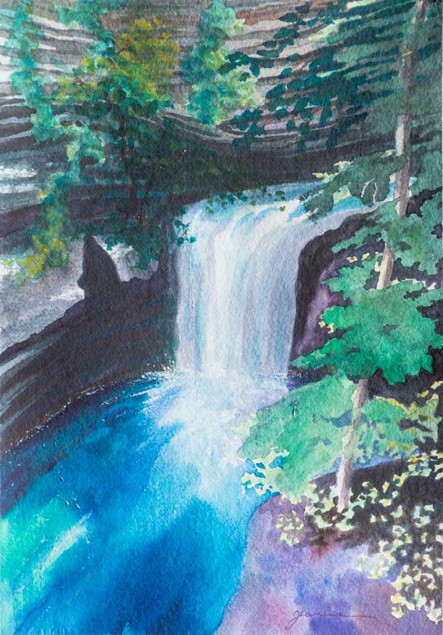 Hidden Falls Unframed Original Watercolor Painting Small falls outside Lake City, Colorado