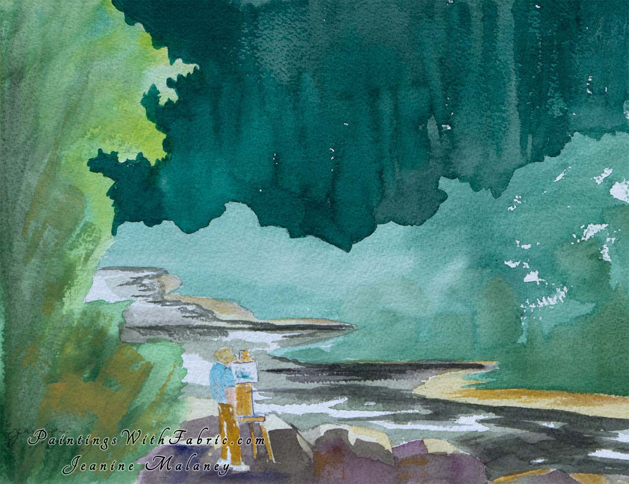 Plein Air Painter Unframed Original Watercolor Painting 