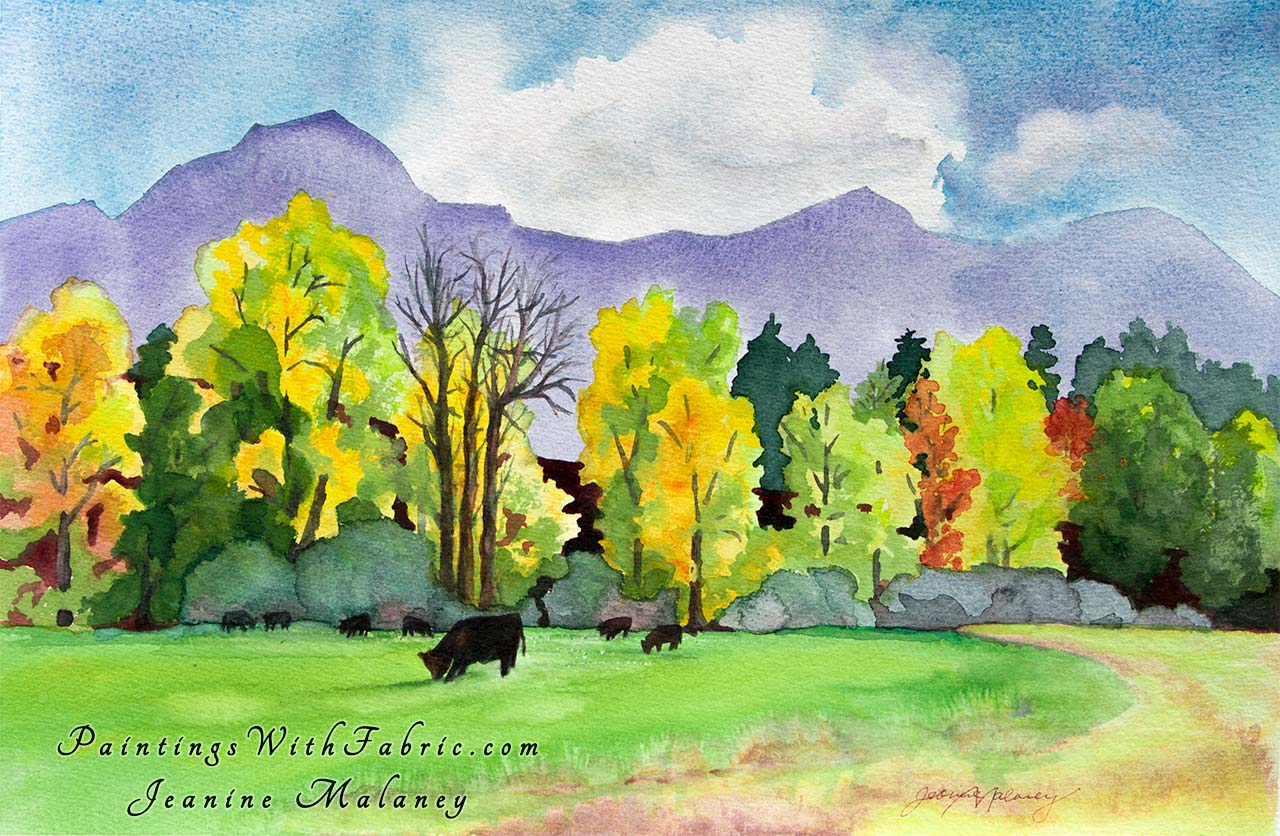 Ranch September Unframed Original Watercolor Painting fall colors at ranch in the Rocky Mountains
