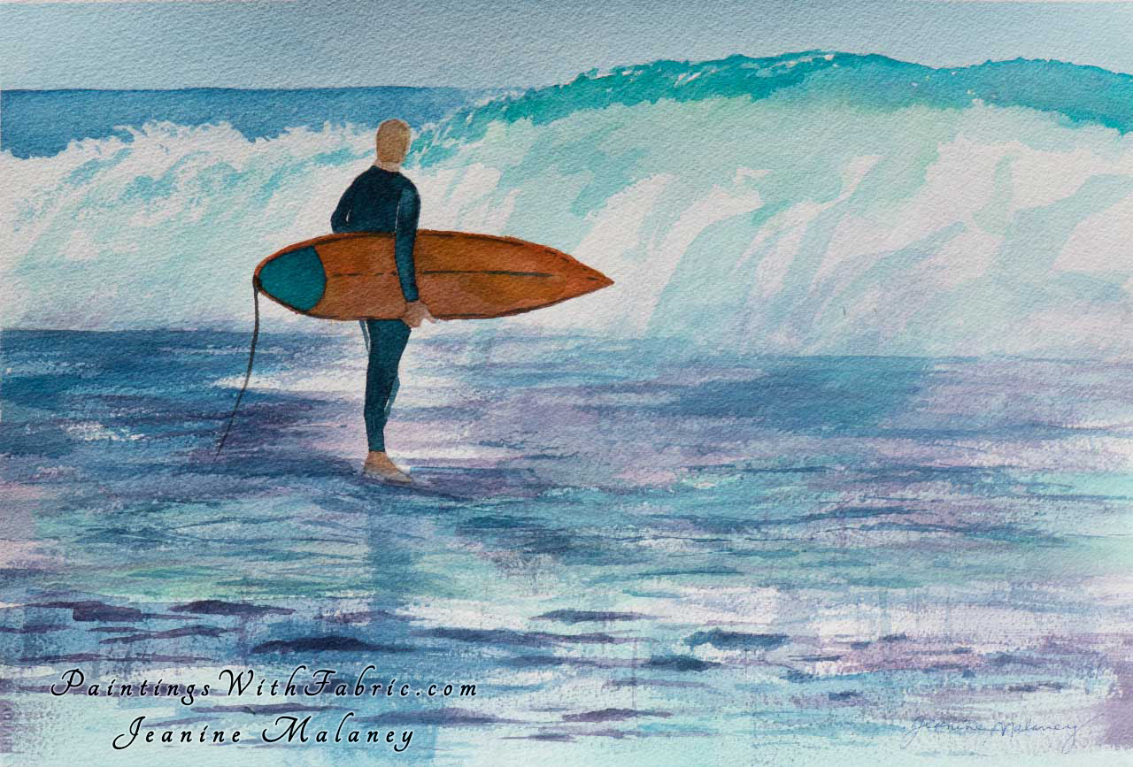 Surfer Moment Watercolor Painting