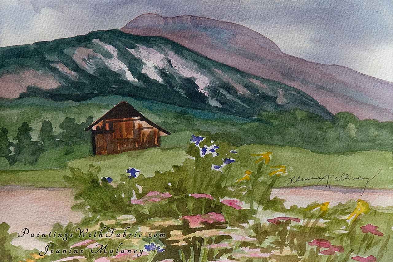 El Rancho Pinoso  Unframed Original Watercolor Painting A steam power train Colorado