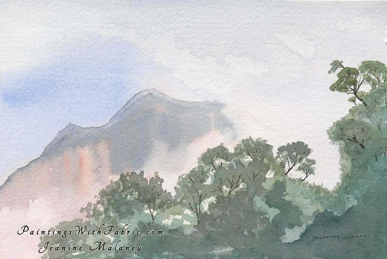 Kokee Point  Unframed Original Watercolor Painting of mountain view of Kokee Point along the Kauai Coast