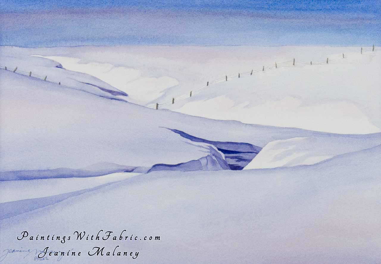 Snowglow Unframed Original Watercolor Painting of a Colorado Winter Mountains Landscape