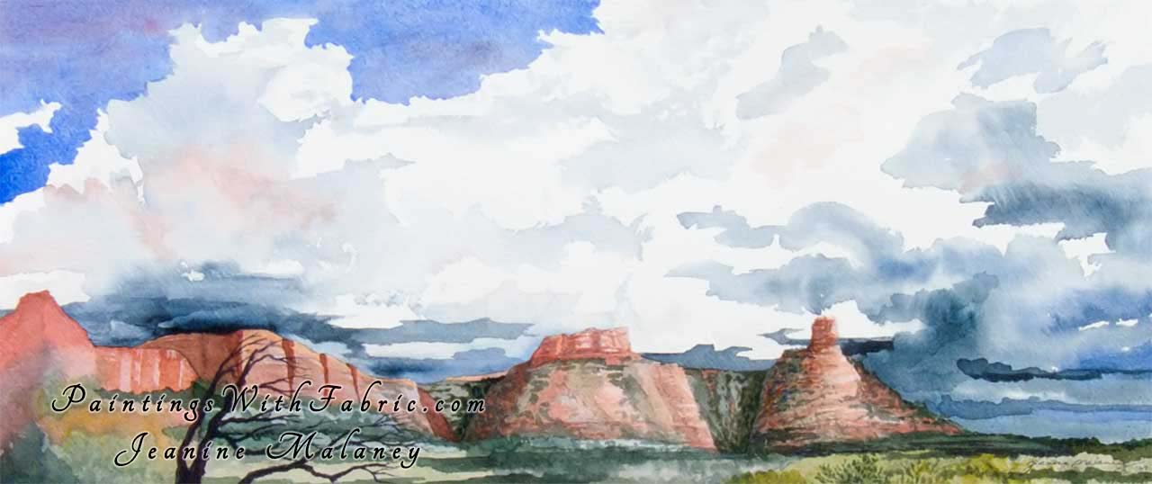 Storm Approaching Unframed Original Watercolor Painting of a storm in the southwest landscape