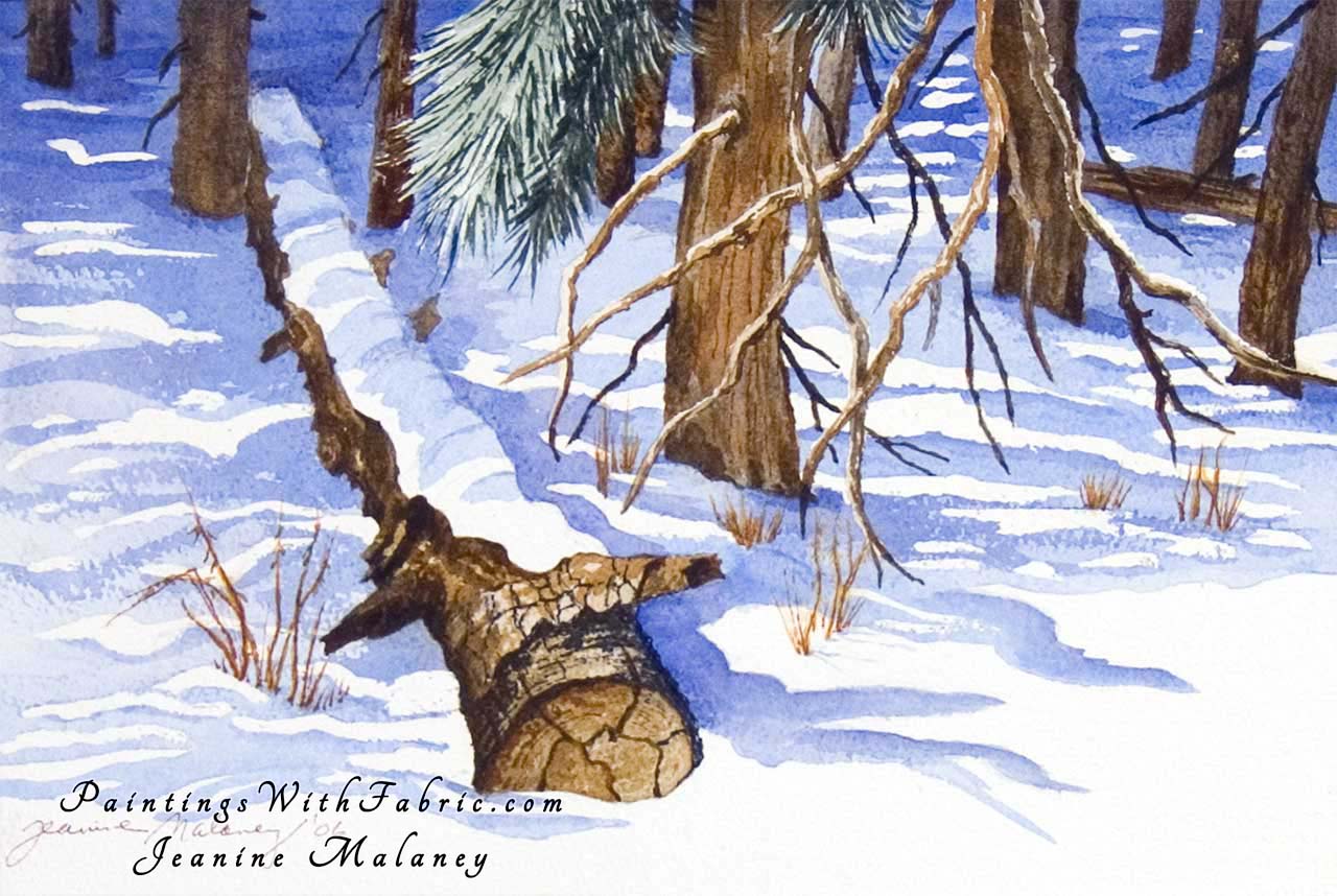 A Quiet Spot Winter Unframed Original Watercolor Painting of a Colorado winter mountain forest